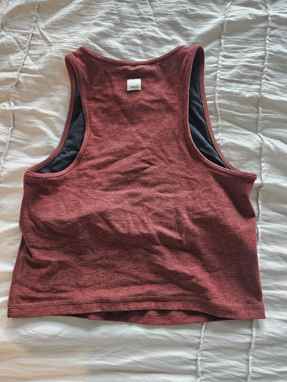 Vuori Brick Red Cropped Racerback Tank